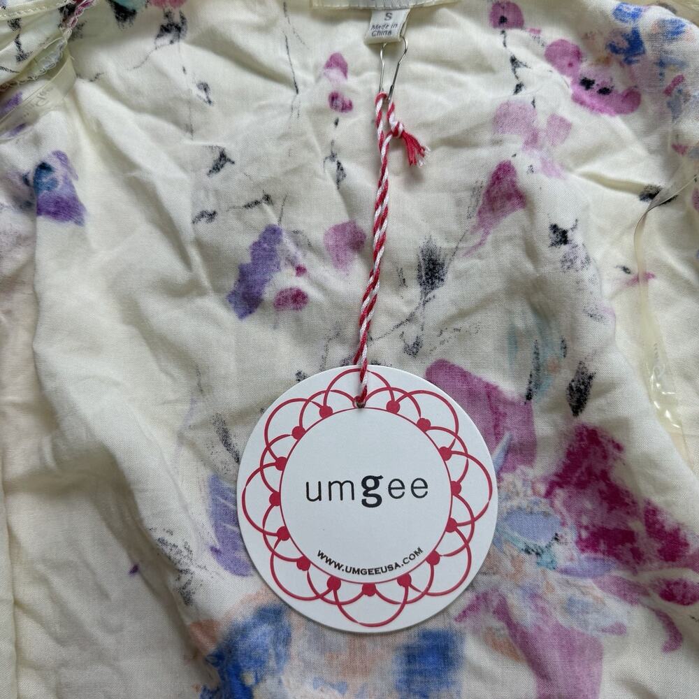 UMGEE Floral short sleeve fringe kimono Size Small Bohemian Boho Hippie Indie - Picture 9 of 10